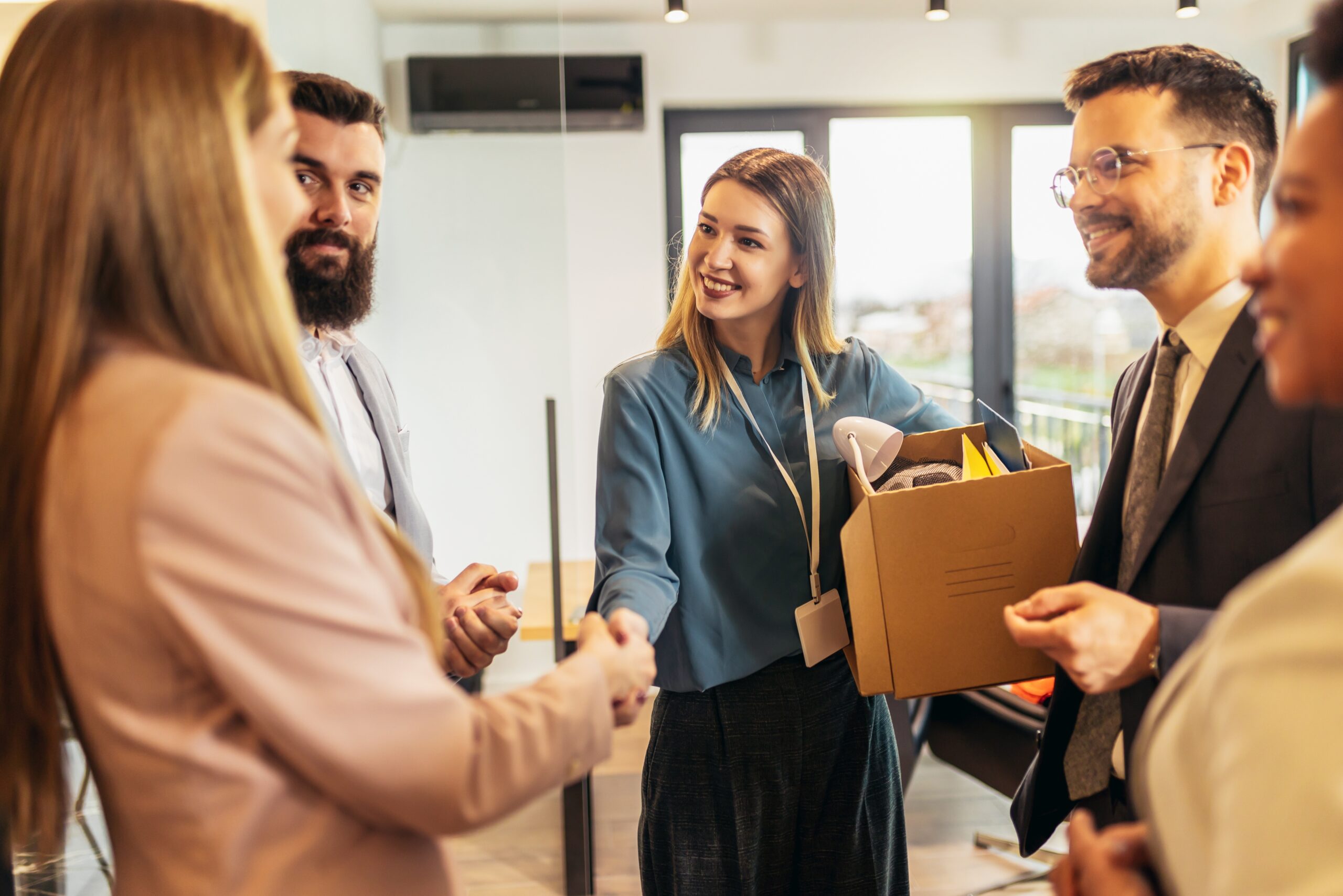 new hire being welcomed by team